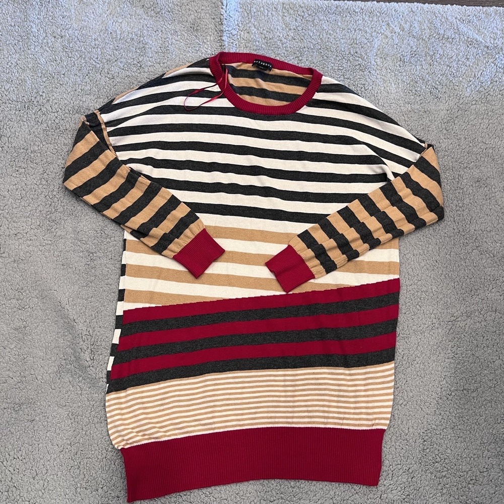 Metaphor Shirt Womens XL Tunic Sweater Red Striped Long Sleeve Casaul‎ Crew Neck